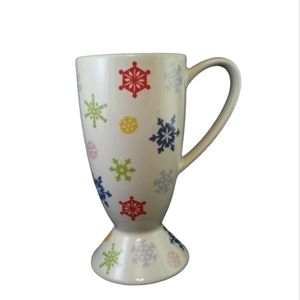 Chocolate Coffee Mug Cup Christmas Snowflakes  Cream *